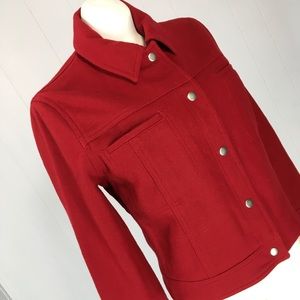 Vintage 90’s Red Wool Crop Jacket 9/10 Coat Snap